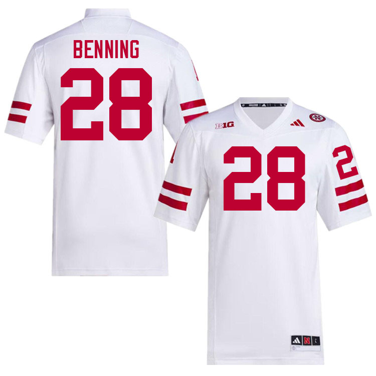 Men #28 Caleb Benning Nebraska Cornhuskers College Football Jerseys Stitched Sale-White